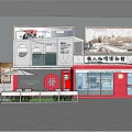 Red Seafood Experience Restaurant Storefront With String Lights Outdoor Seating And Green Plants