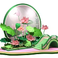 Summer Solstice Themed Photo Spot With Lotus Flowers Leaves And Small Bridge