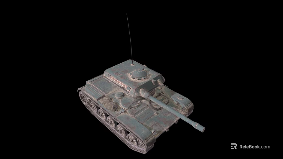 Detailed Vintage Military Tank Model Featuring Metal Cannon Turret Tracks And Antenna 3d model 
