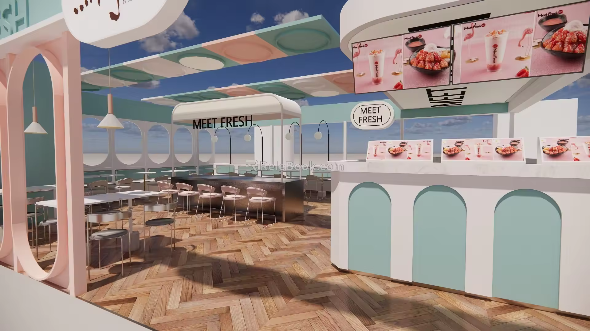 Net red milk tea shop 3d model