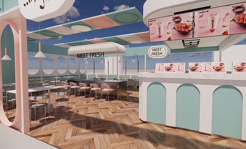 Net red milk tea shop 3d model