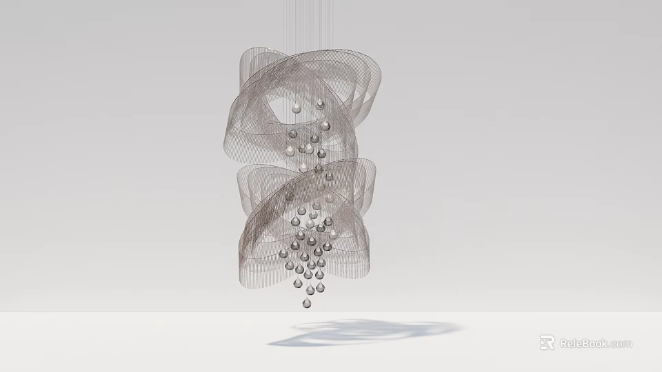 Modern Artistic Chandelier With Multi Layer Metal Mesh And Spherical Decorations 3d model 