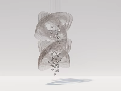 Modern Artistic Chandelier With Multi Layer Metal Mesh And Spherical Decorations 3d model