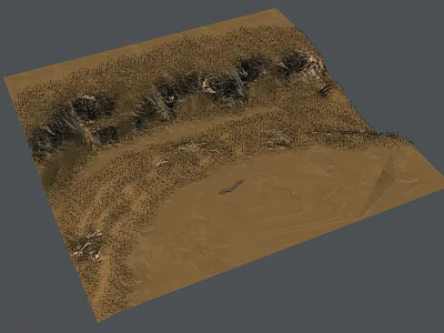 Sunlit Natural Desert Landscape With Rolling Sand Dunes And Rocky Outcrops 3d model