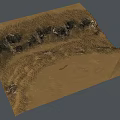 Sunlit Natural Desert Landscape With Rolling Sand Dunes And Rocky Outcrops
