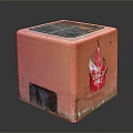 Pink Weathered Cube With Peeling Paint And Coca Cola Logo On Grid Top