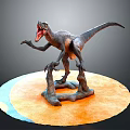 Circular Orange And Blue Display Stand With Dinosaur Model Decoration 3d model
