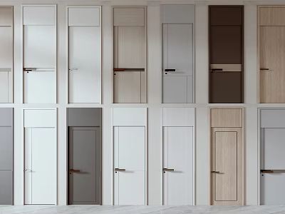 Modern Hinged Doors in Various Colors and Wood Finishes with Sleek Design for Home Interior 3d model