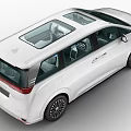 Modern White MPV Car With Dual Sunroof And Stylish Front Grille Design
