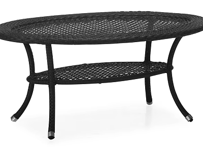 Black Mesh Design Coffee Table With Two Tier Structure And Metal Legs 3d model
