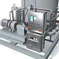 Industrial Equipment Unit With Large Storage Tank Pipes Pump And Control Panel