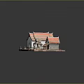 Traditional Thai Architecture Model With Intricate Roof And Red Base Platform