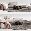 Modern Light Sofa And Coffee Table Set With Plush Cushions Accent Chair And Gray Rug
