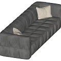 Modern Gray Velvet Tufted Sectional Sofa With Knit Pattern Decorative Pillows 3d model