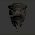 Realistic 3D Rhino Head Model with Detailed Texture on Gray Background