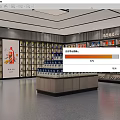 Specialty Store Interior With Colorful Product Shelves And Central Counter
