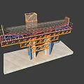 Construction Structure Model Featuring Steel Frame Scaffolding And Concrete Base
