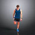 Male Athlete Doing Leg Lift Exercise With Blue Tank Top Black Shorts And Blue Sneakers