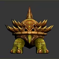 Mythical Spiked Creature Character With Decorative Orange Yellow Shell And Green Legs