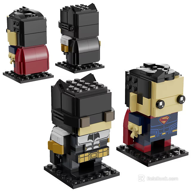 Superhero Square Head Building Block Figures With Detailed Features And Multiple Characters 3d model