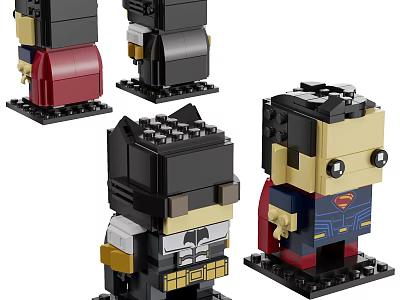 Superhero Square Head Building Block Figures With Detailed Features And Multiple Characters 3d model
