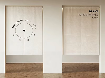 Decorative Curtains Featuring Everything Goes Slow Brave Windwaves And Circular Design 3d model