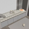 Cozy Window Bench With Stuffed Animals Cushioned Surface And Storage Drawers 3d model