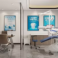 Modern Dental Clinic Interior With Dental Chair Equipment And Oral Health Posters