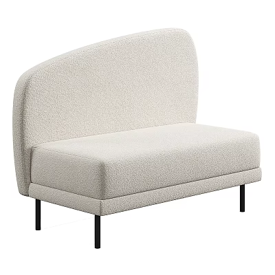 Beige Upholstered Sectional Sofa With Curved Backrest And Black Slim Legs 3d model