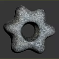 Artistic Wooden Stone Sculpture With Star Shaped Design And Central Circular Hole