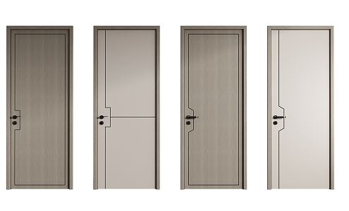 Modern swing door single door bedroom door 3d model