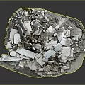 Pile of Construction Debris Containing Broken Stones and Glass Fragments