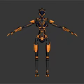 Futuristic Robot Character With Black And Orange Mechanical Structure Standing Pose 3d model