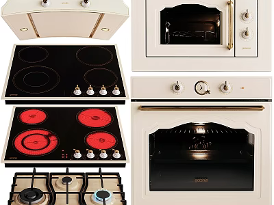 Modern Kitchen Appliances Featuring Gas Stove Electric Cooktop Built In Oven And Range Hood 3d model
