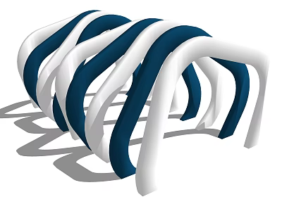 Modern Blue And White Curved Pergola Structure With Smooth Lines And Shadows 3d model