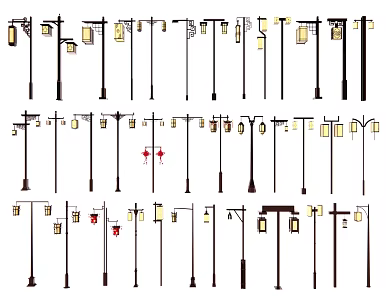 New Chinese Style Street Lamp Landscape Lamp Garden Lamp Decorative Lamp Hanging Lamp High Pole Lamp Outdoor Lamps Street Lamp Post Square Lamp Lighting Lamp Park Lamp 3d model