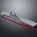 Aircraft Carrier Weapon System with Gray Flight Deck Red Bottom and Shipboard Equipment
