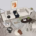 Modern Sofa Coffee Table Combination Lazy Sofa Multiplayer Sofa Decorative Ornaments 3d model