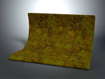 Curved Yellow Green Textured Panel With Mossy Speckled Pattern And Smooth Surface 3d model