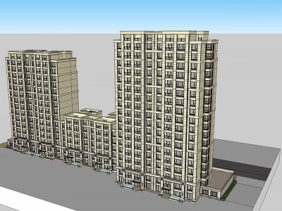 Modern High Rise Residential Building Complex With Multiple Windows And Balconies 3d model