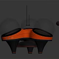Futuristic Equipment with Transparent Hemispheres Red Main Body Black Supporting Legs and Top Antenna