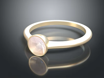 Elegant Gold Ring With Oval Pink Gemstone And Polished Band Design 3d model