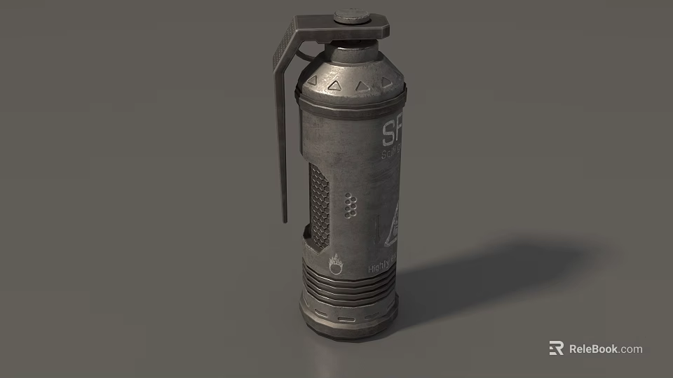 Metallic Military Grenade 3D Model With Pull Pin And Tactical Surface Texture 3d model 