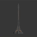 Three Black Metal Architectural Supports Featuring Intricate Carved Patterns