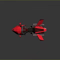 Futuristic Red Space Aerial Vehicle with Cockpit Thrusters and Tech Design for Cosmic Exploration