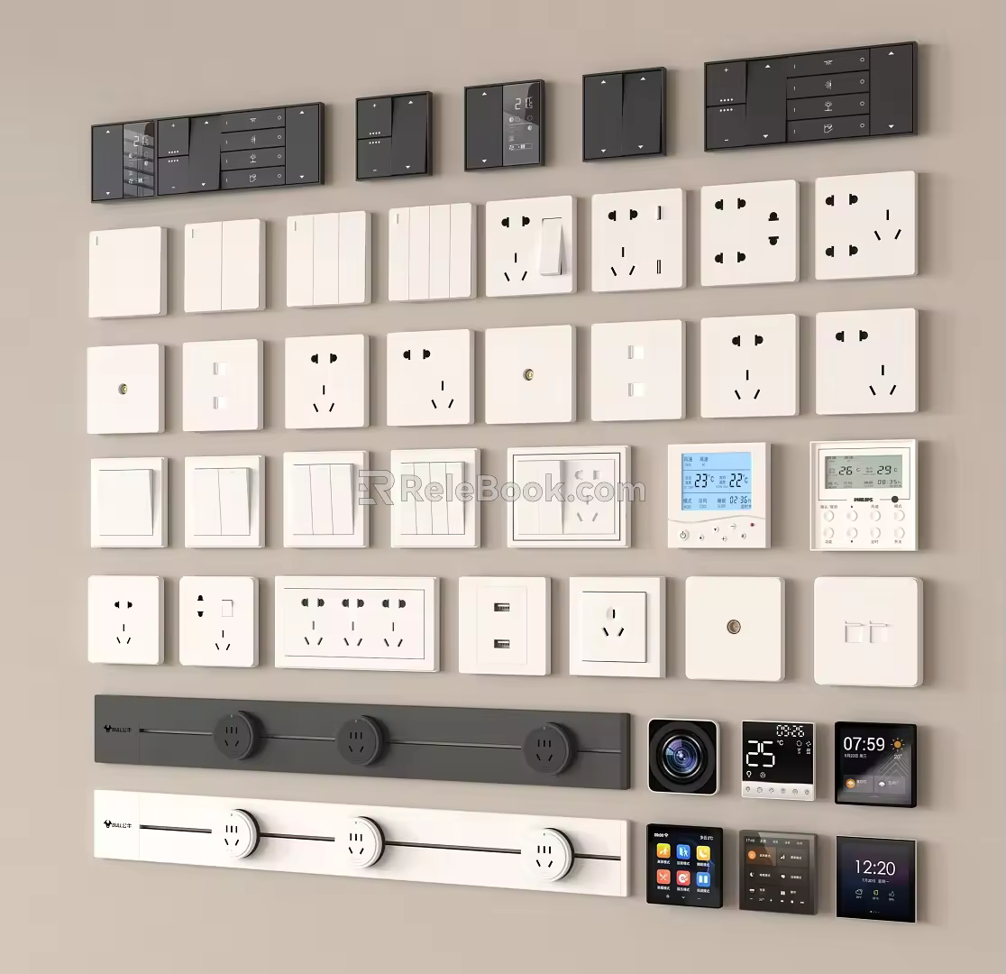 Modern socket switch socket panel 3d model