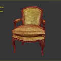 Elegant Yellow Velvet Single Sofa With Wooden Armrests And Carved Legs