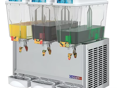 Cooled Beverage Dispenser With Multiple Transparent Containers Holding Various Colored Drinks 3d model