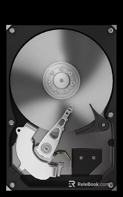 Computer Hard Drive Internal Structure with Metal Platter and Read Write Arm 3d model