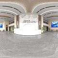 Modern Office Lobby Reception Desk With Marble Finish And Spacious Bright Business Hall Interior Design